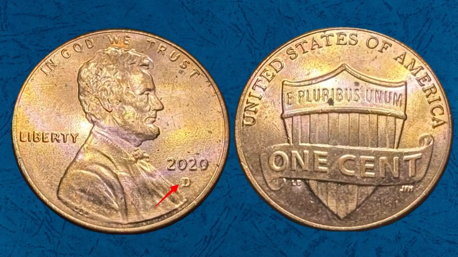 Side-by-side comparison of normal 2020 penny versus 2020 Doubled Die Obverse with doubling visible on LIBERTY and date