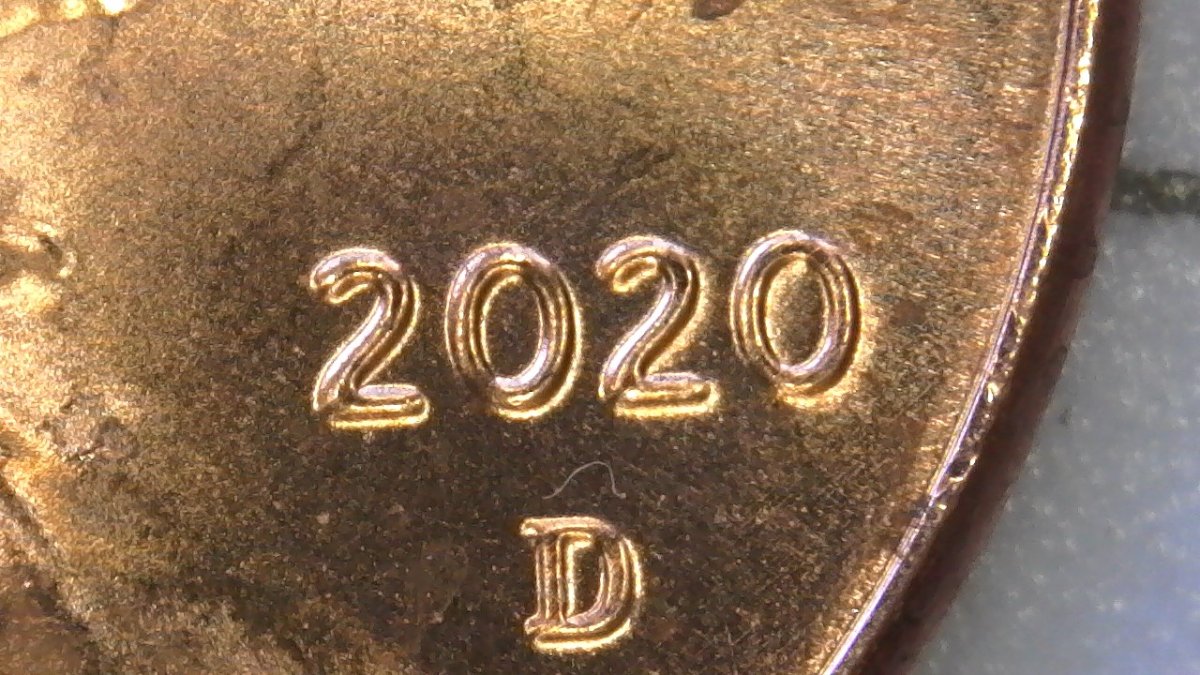 2020 penny Doubled Die Obverse showing doubling on LIBERTY lettering and date